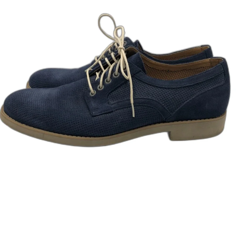 Johnston & Murphy Men's 10.5M Blue Oxford Lace Up Business Casual Comfort Shoes